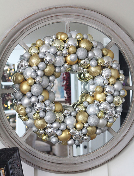 HOME-DZINE | Holiday Decorations - Christmas baubles are easy to break, and before you know it you have plenty of baubles that can no longer be hanged on the tree. Here's a way to make a holiday wreath using broken baubles.