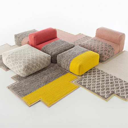 furniture designed with knitted textures and woven designs