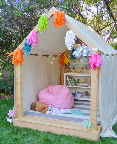 We have previously featured this cosy outdoor playhouse on Home-Dzine, and it is really easy to make. Visit the page and you will find metric measurements to build the playhouse.