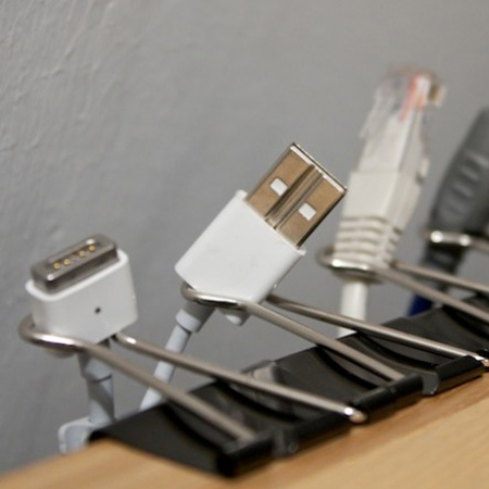 Bulldog clips are perfect for tidying up cords and cables