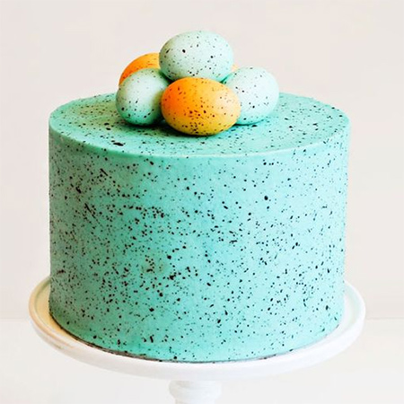 make a speckled egg easter sponge cake