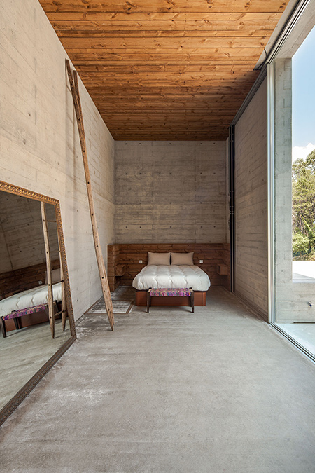 Modern architecture using concrete and wood 