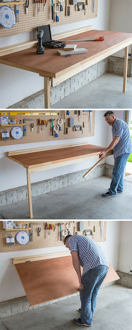Turn a bought door into a fold-down worktable