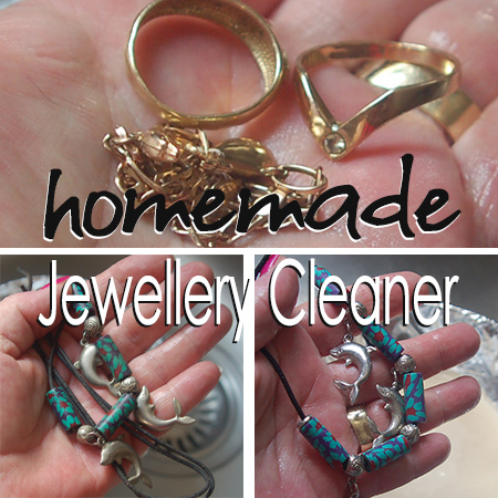 homemade jewellery cleaner using salt, bicarb, aluminium foil and hot water