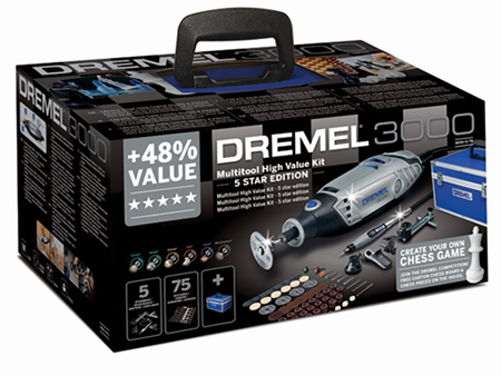 The Dremel 3000 MultiTool is now available in a range of kits from 3- to 5-star. Choose the kit that best suits your needs.