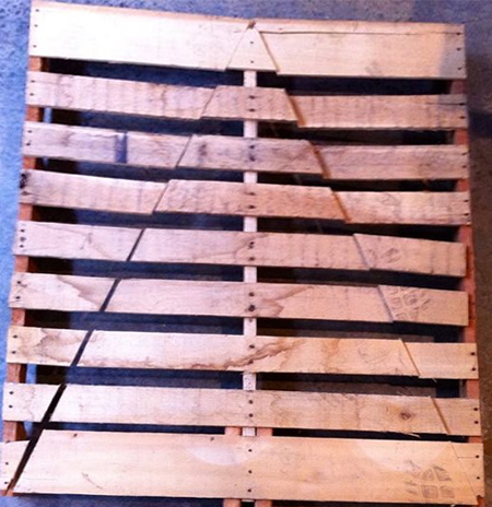 When working with wooden pallets it is important to do it right. It's safety first when cutting pallets, so be sure to remove any nails that will interfere with the cutting process to cut the pallets down to size or to shape them. 