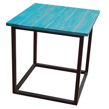 For the original project, I made the steel frame table using Connect-it connectors and powder coated square tube and finished this off with Rust-Oleum Chalked ultra matte spray paint.  Click here for instructions on how to make the steel frame for the table.