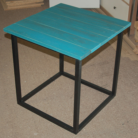 completed steel frame side table 