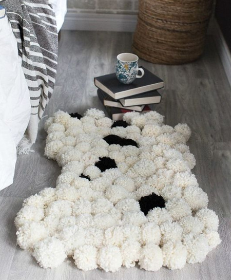 black and white pom pom rug for bedroom
