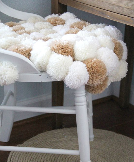 pom-pom seat for a soft, luxurious place to sit