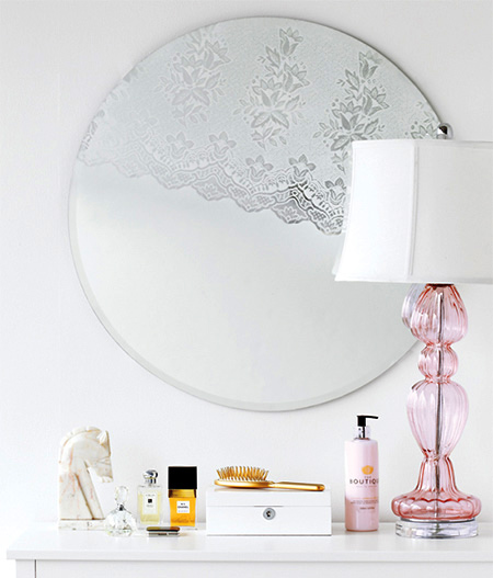 Here's how to transform a plain mirror into a romantic feature using lace and Rust-Oleum 2X spray paint.