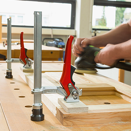 HOME-DZINE | Vermont Sales - Bessey clamping elements of the TW16 series with a fixed throat depth of 100 mm and the TWV16 series with a variable throat depth of 30 to 150 mm can be used in conjunction with the workbench adapter.