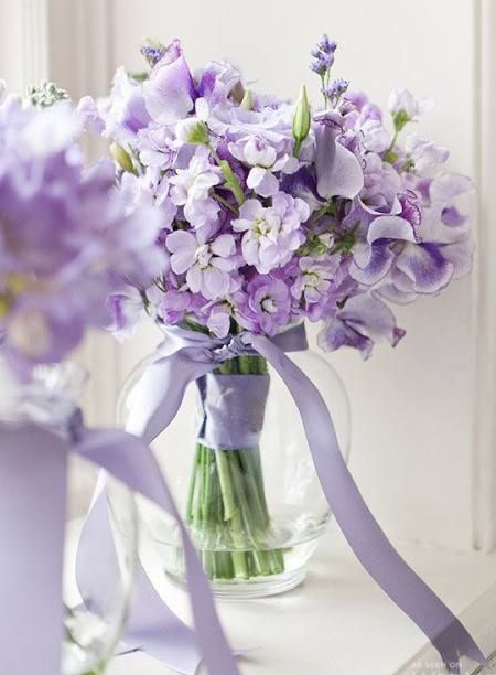 mothers day gift idea - lilac ribbon wrapped glass vase