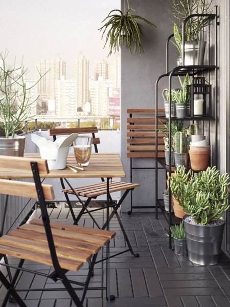 HOME-DZINE | Outdoor Rooms - Adding accessories is an affordable and easy way to make an outdoor space feel more personal and an extension of your indoor living area. And don't forget to introduce greenery. Balconies can be quite sterile if they don't overlook gardens - a few potted plants or small containers will make all the difference.
