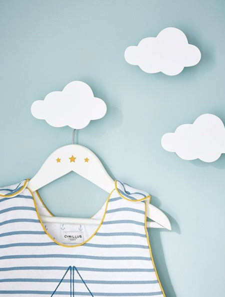 HOME-DZINE | Cloud Decor - Use clouds as wall hangers for a whimsical display for a nurser or toddlers' bedroom.
