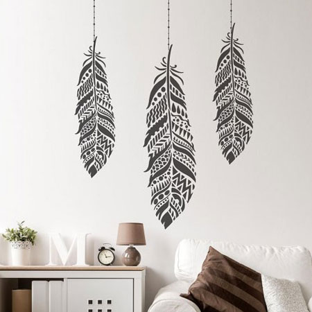 HOME-DZINE | Stencils - The Tribal Feather stencil is right on trend and can be used on both walls and furniture. The reusable Tribal Feather stencil can be painted in vibrant colours and is available in multiple sizes to fit any DIY project. 