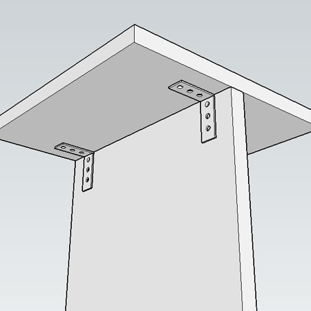 3. Use 'L' brackets and 16mm screws to secure the top to the vertical panel.