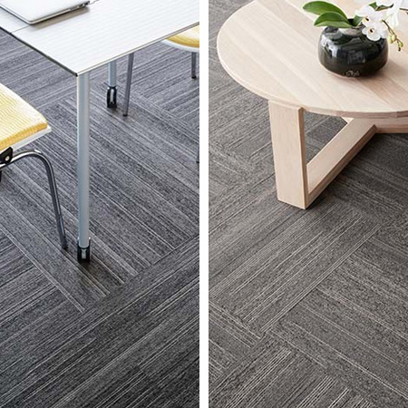 Monn Bureau is a highly textured structured loop-pile, loose-lay carpet tile
