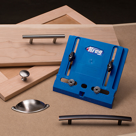 Another innovation from Kreg - the cabinet hardware jig removes the guesswork by allowing you to drill straight, accurately positioned holes every time, so that every piece of hardware is positioned correctly and consistently. 