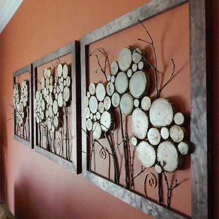 Using wood slices to create your own wall art is a fun and creative way to repurpose what normally gets thrown away. You will find plenty of ideas on the Internet if you don't have an idea to start with.