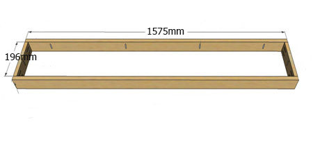 3. Cut the rail to the desired length (ours is 1360mm) and drill [2] pocketholes at each end. 