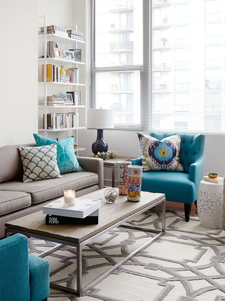 Textiles are one of the easiest ways to dress up a rental home. From upholstery fabrics to rugs, you can pick and choose colours and patterns that complement your decor style and bring layers of texture into living rooms to overcome the stark, empty look of a rental home.
