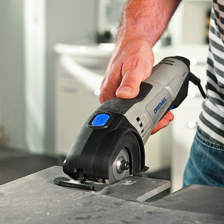 The Dremel DMS20 is supplied with a selection of cutting blades for tile, brick and wood. The compact size makes it portable and easy to use for all your tiling projects