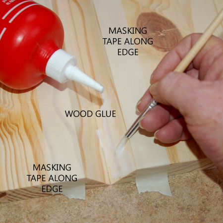 GOOD TO KNOW: A strip of masking tape along the edge will protect the wood from spoilage by wood glue.