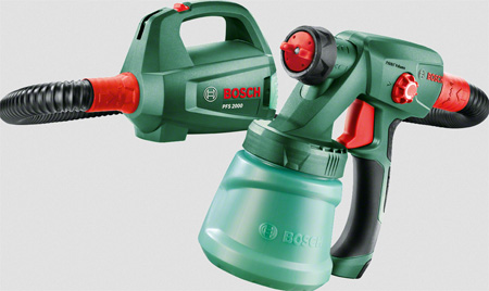 For a professional finish for all your painting projects, the Bosch PFS 2000 is a go-tool spray painting tool. You can use the PFS 2000 to apply wall paints, metal and wood paints - quickly and without effort. The Bosch PFS 2000 can be used with paint, lacquer and oil-based paints. 