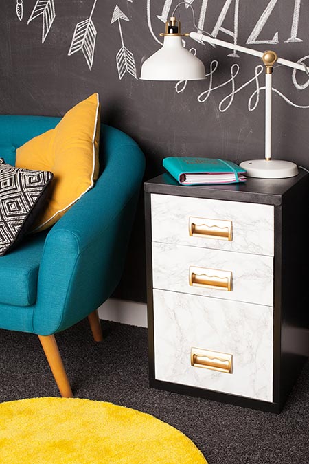 Here's a way to buy a secondhand, steel filing cabinet and put this stylish storage unit to good use in your home office, or even for storage in the home.