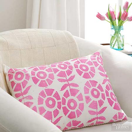 HOME-DZINE | You can use foam sheet stencils to make your own unique painted fabric for table linens, cushion covers, and even curtains.