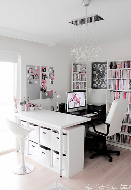 pink has a calming effect and this makes it the perfect colour for a work-at-home office. 
