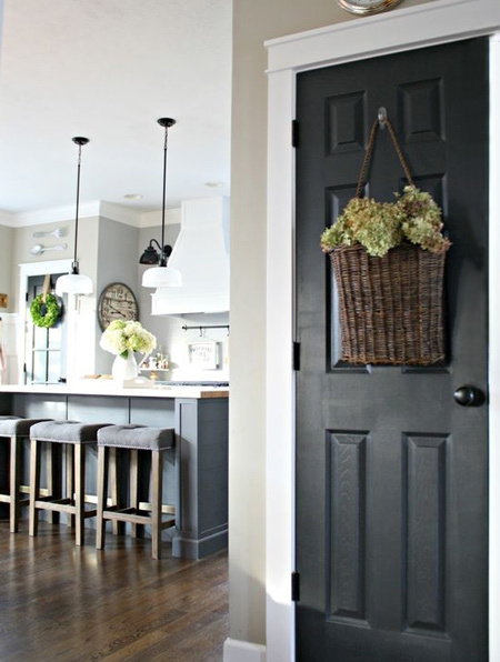 Interior or exterior doors, create a dramatic contrast and eye-catching appeal with a coat or two of black paint. 