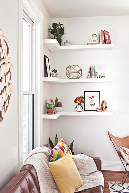 In a small home, look at how you can use walls for display and storage