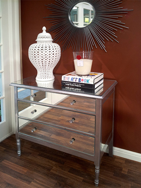 Transform dated furniture or makeover plain furniture with Rust-Oleum Bright Coat and mirrors.