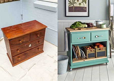 HOME-DZINE | Kitchen DIY - old pine dresser is transformed into a mobile kitchen island