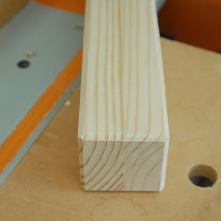 GOOD TO KNOW: If you have a router, rout a chamfered edge with a ‘V’ groove bit on the legs (sides and base) before securing to the frame.