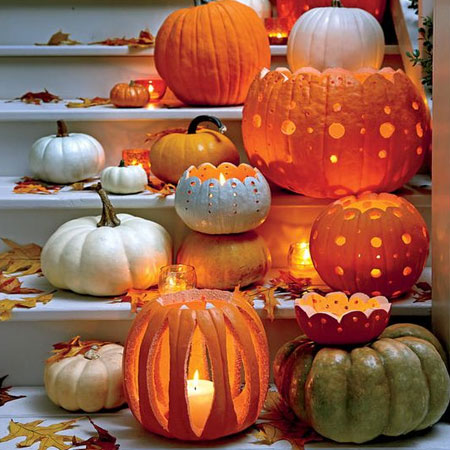 HOME-DZINE | Halloween Crafts - You can't decorate for Halloween without a pumpkin or two, and you can grab assorted size pumpkins at your local veggie store. Hollow these out, clean them and pop in a candle to make a wonderful display for the Halloween festivities.