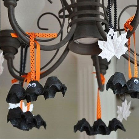 HOME-DZINE | Halloween Crafts - Let the kids make their own scary stuff for Halloween. These egg carton bats are super easy to make, and can be hung from light fixtures around the house to scare guests!
