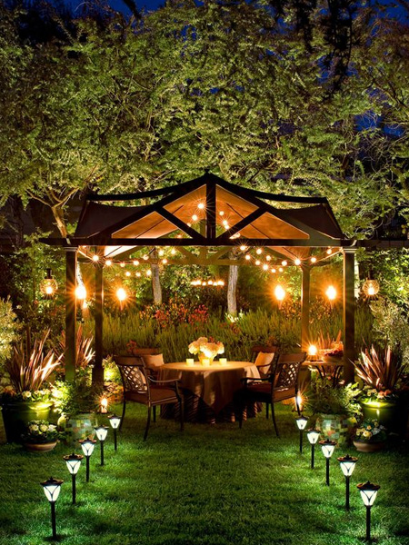 HOME-DZINE - Garden Lighting - Outdoor entertainment areas love ambient light and you're going to need lights to brighten not only the patio, but also around the pool and any paths or walkways. Guests need to be able to move around safely, but there’s no need to bombard the garden with bright lights - spotlights should be mounted high and positioned carefully to avoid unpleasant glare.