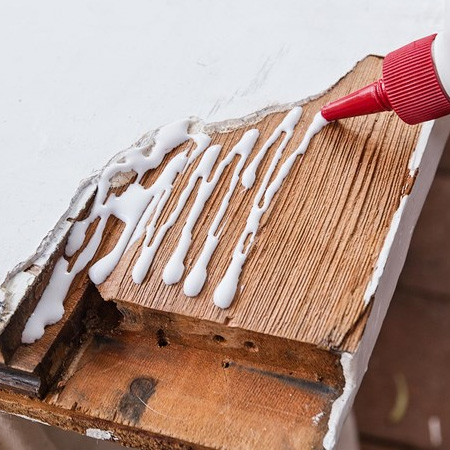 GOOD TO KNOW: Where pieces have broken off, keep these in a safe place until you get round to doing this project. If the pieces are lost, you will need to build new pieces to fill the gaps using a wood epoxy putty such as Alcolin QuikWood, or cut a new piece of timber to fit.