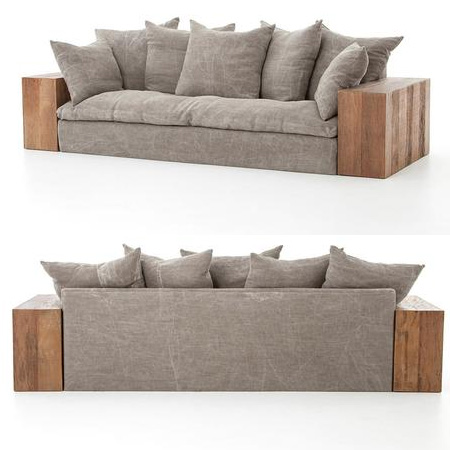 HOME-DZINE | DIY Sofa - The centre seating and back section of the sofa is a frame wrapped with batting and fabric. What makes this sofa so comfortable are the layered feather-and-down cushions and seat cushion.