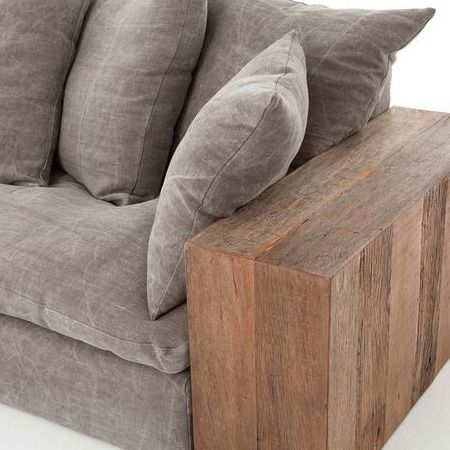 HOME-DZINE | DIY Sofa - The side arms of the sofa are laminated blocks of wood, in a double thickness, for a wonderfully chunky look.