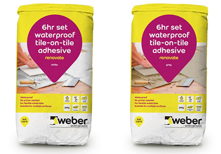 Renovate Tile Adhesive allows tiles to be laid directly onto existing tiles