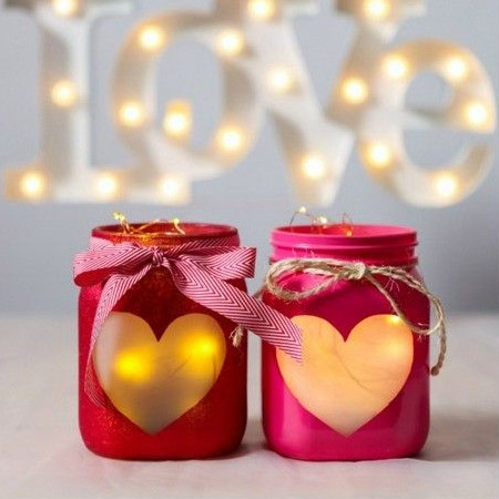 HOME-DZINE | Valentine Crafts - Here's a fun way to recycle glass food jars and containers, or to use Mason jars, to make your own Valentine's decor and gifts.