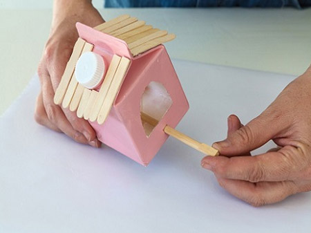 HOME-DZINE | Craft Ideas - Push in the chopsticks or dowels to make perches for the birds to sit on.