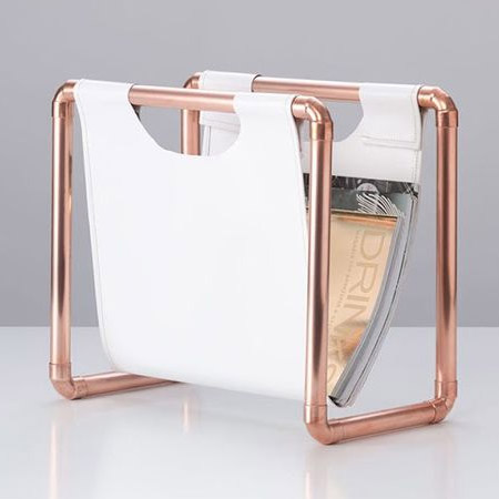 HOME-DZINE | Copper Tube DIY - If you're still into printed magazines, a magazine rack always come in handy, especially next to the toilet! Here's another easy way to use copper tube and fittings, plus a piece of leather or pleather, to make your own trendy magazine rack. 