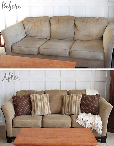 HOME-DZINE | Cleaning Tips - Fill saggy cushions on the back, or loose cushions, with fibrefill or batting, depending on the style of cushions. Both these products are available at larger fabric stores.