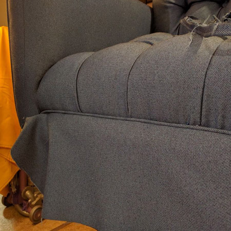 HOME-DZINE | Upholstery Projects - The tack strip is stapled in place over the fabric, the fabric folded over and down, and stapled underneath the seat/base. Be sure to pull the fabric taut and remove / replace any staples where the fabric is uneven.