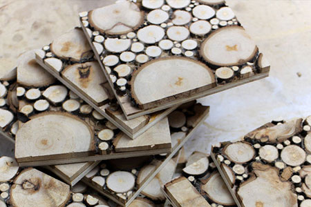HOME-DZINE | Craft Projects - Cut wood slice coasters ready for finishing.